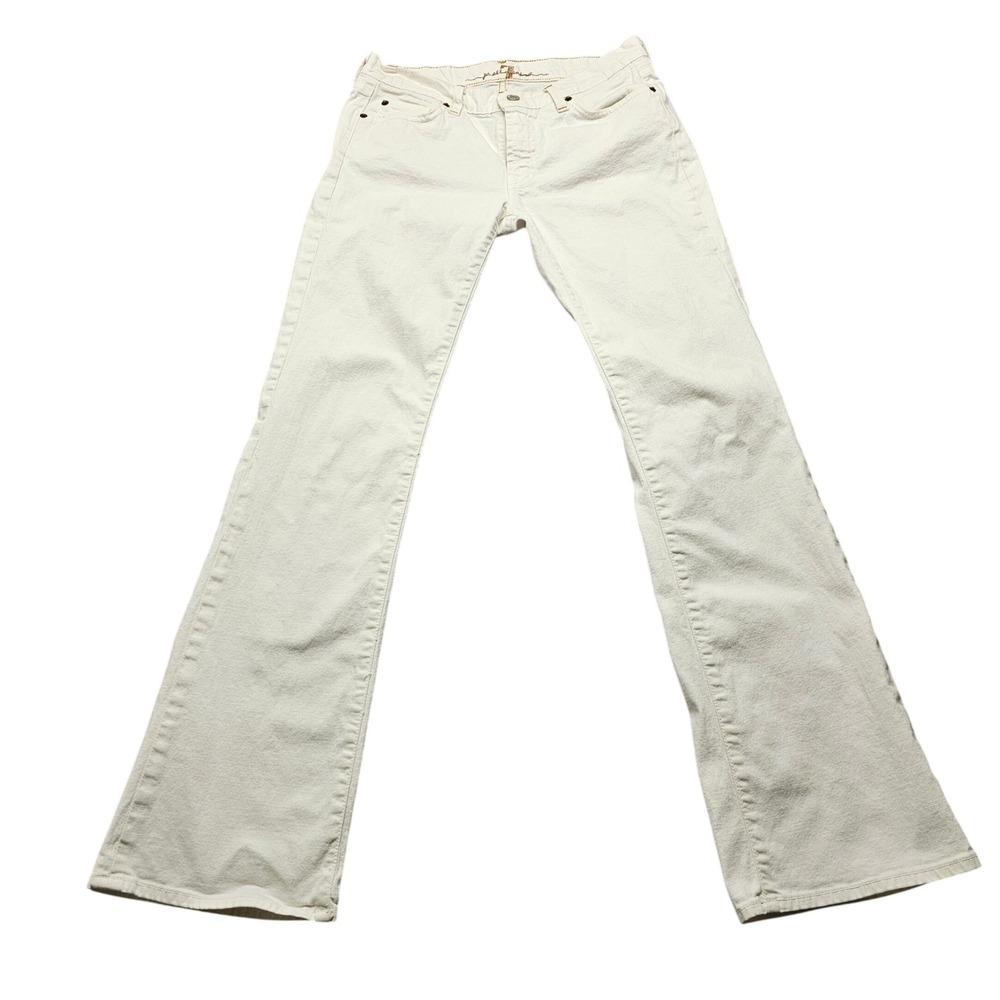 7 For All Mankind Womens Bootcut Jeans Cream White Signature Squiggle Size 29x31